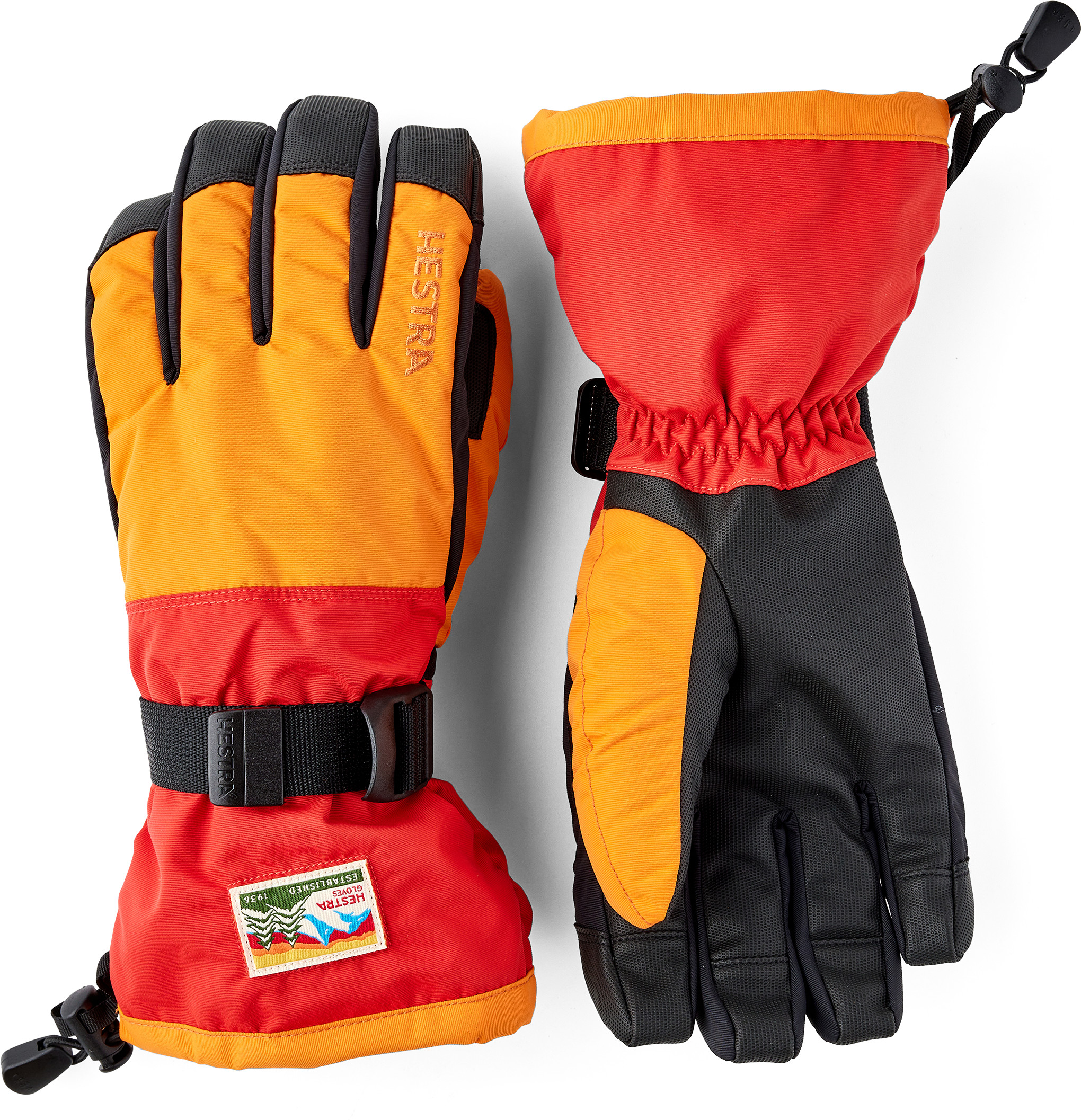 Hestra Gauntlet Sr. – 5 Finger Orange/Light Red