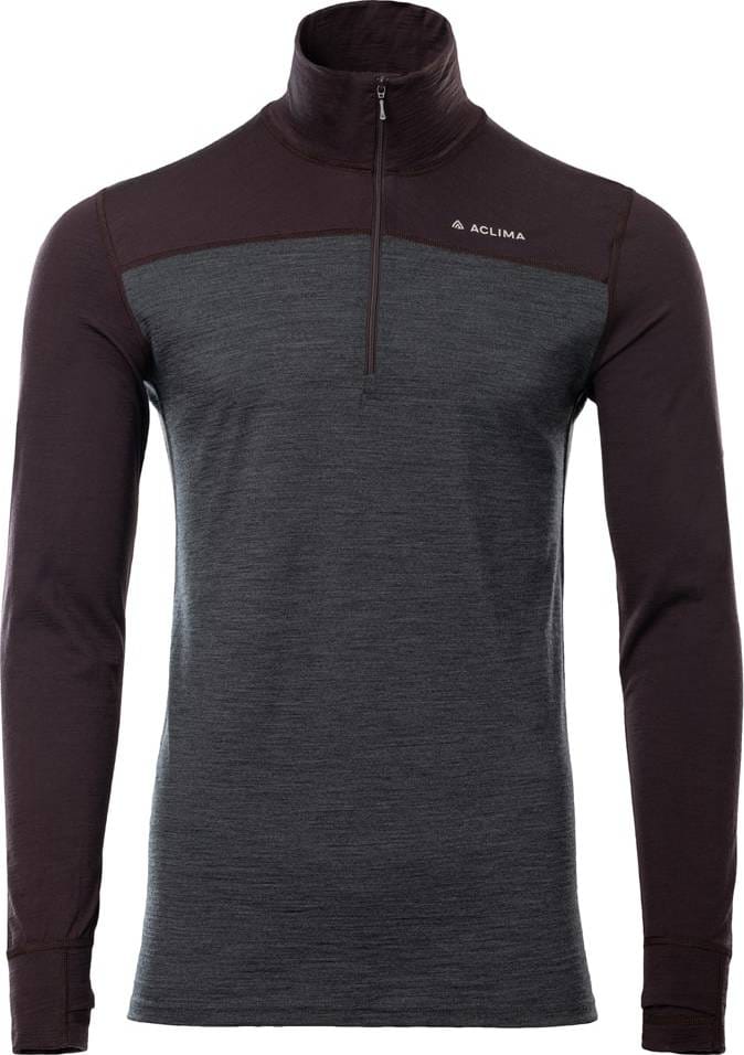 Aclima Men's LightWool 180 Polo with Zip Chocolate Plum/Marengo Aclima