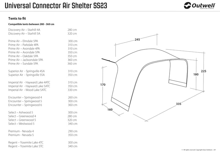 Outwell Air Shelter Tent Connector Grey Outwell