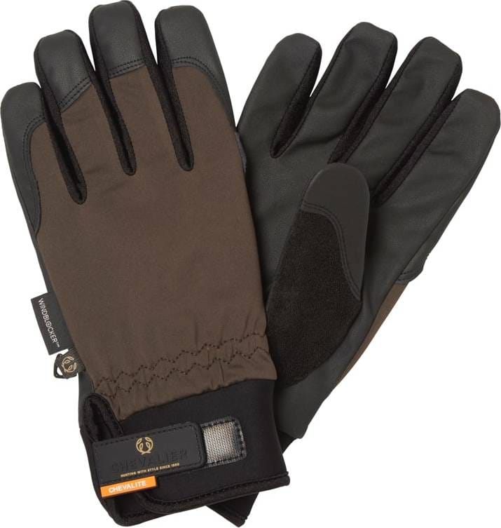 Chevalier Men's Windblocker Shooting Gloves Leather Brown Chevalier