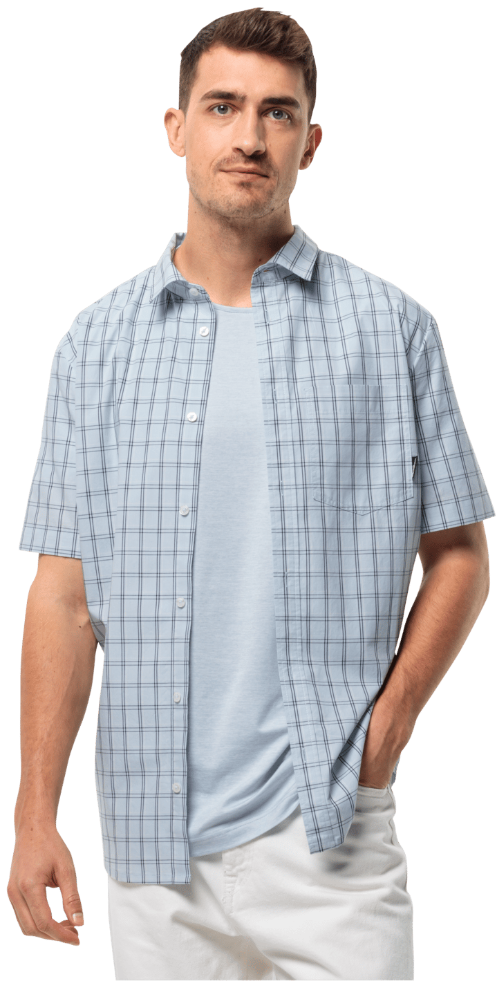 Jack Wolfskin Men's Hot Springs Shirt Soft Blue Check Jack Wolfskin