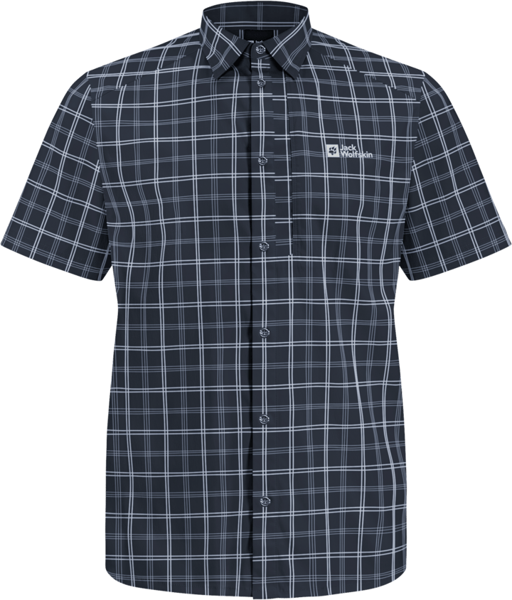 Jack Wolfskin Men's Norbo Short Sleeve Shirt Night Blue Checks Jack Wolfskin