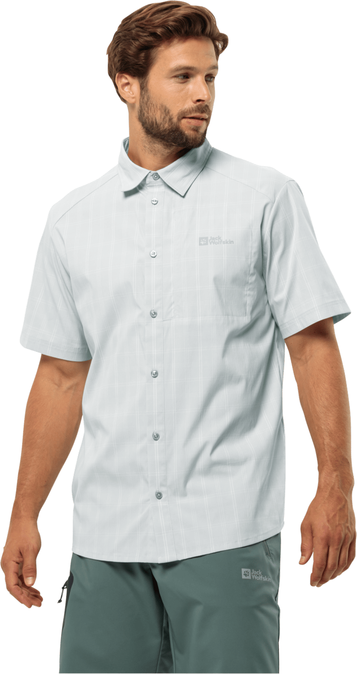 Jack Wolfskin Men's Norbo Short Sleeve Shirt Cool Grey Check Jack Wolfskin