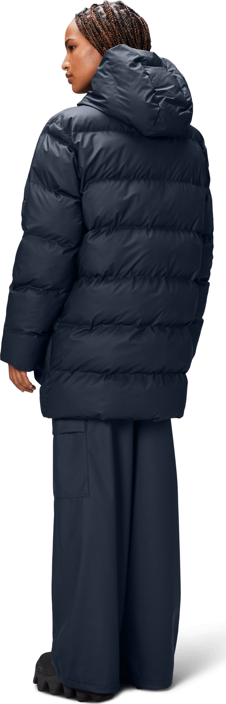 Rains Unisex Alta Long Puffer Cargo Jacket W3T4 Navy Rains