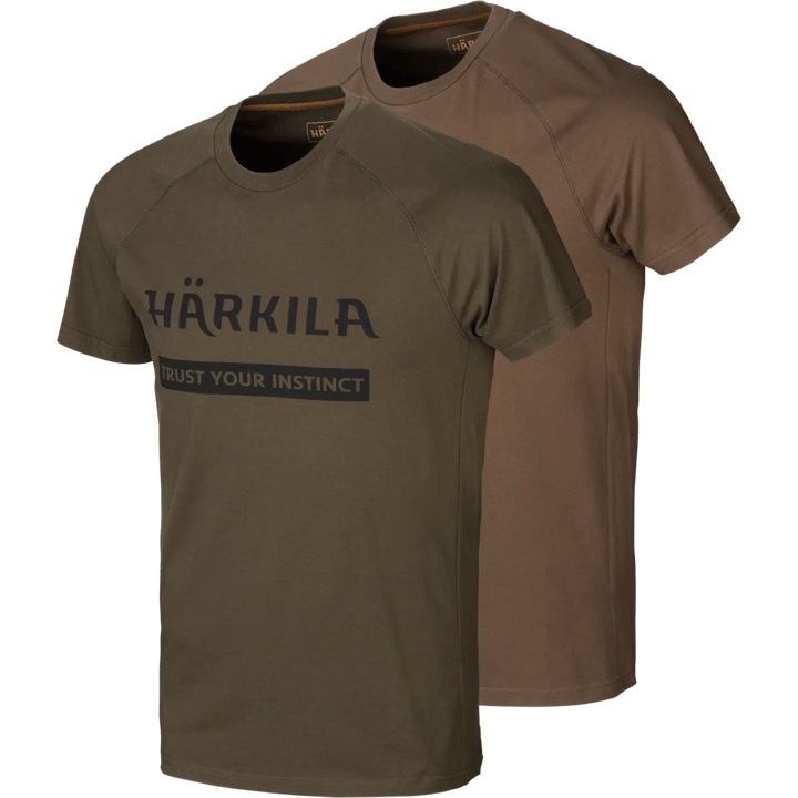 Härkila Men's Härkila Logo T-Shirt 2-Pack Willow Green/Slate Brown Härkila