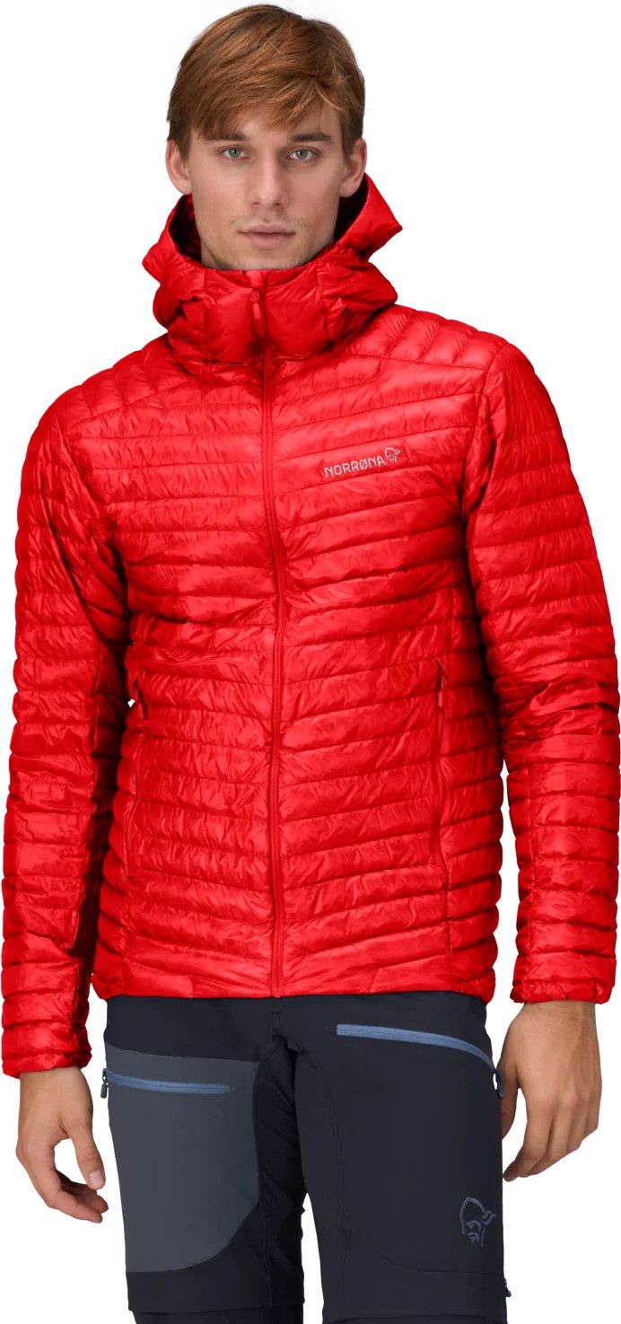 Norrøna Men's Trollveggen Superlight Down Hood Arednalin Red Norrøna