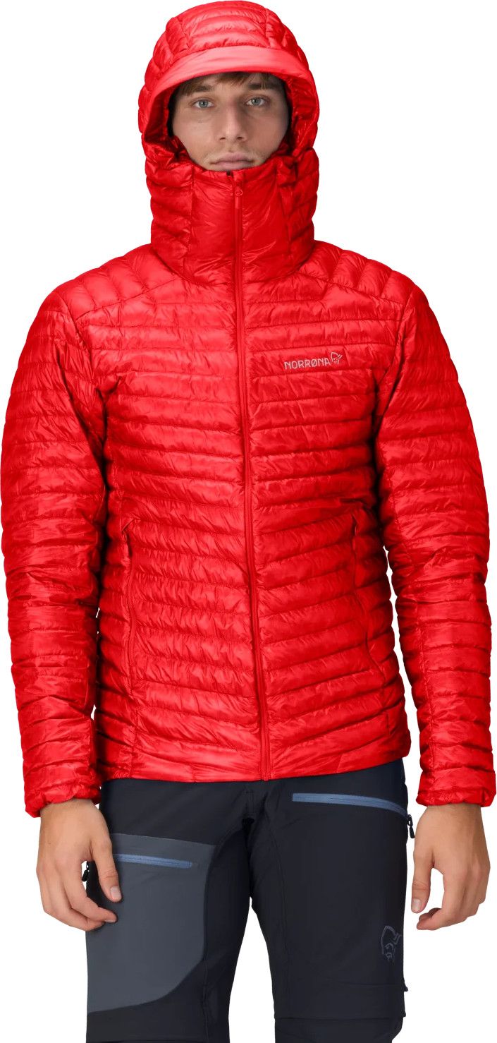 Norrøna Men's Trollveggen Superlight Down Hood Arednalin Red Norrøna