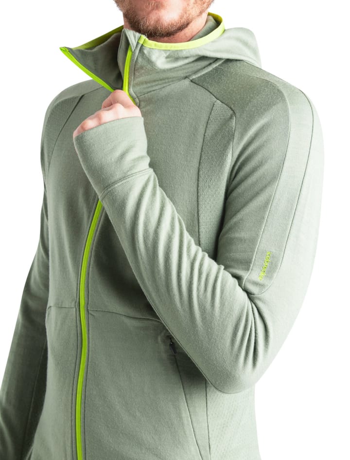 Icebreaker Men's Zoneknit Long Sleeve Zip Hoodie Lichen/Hyper Icebreaker