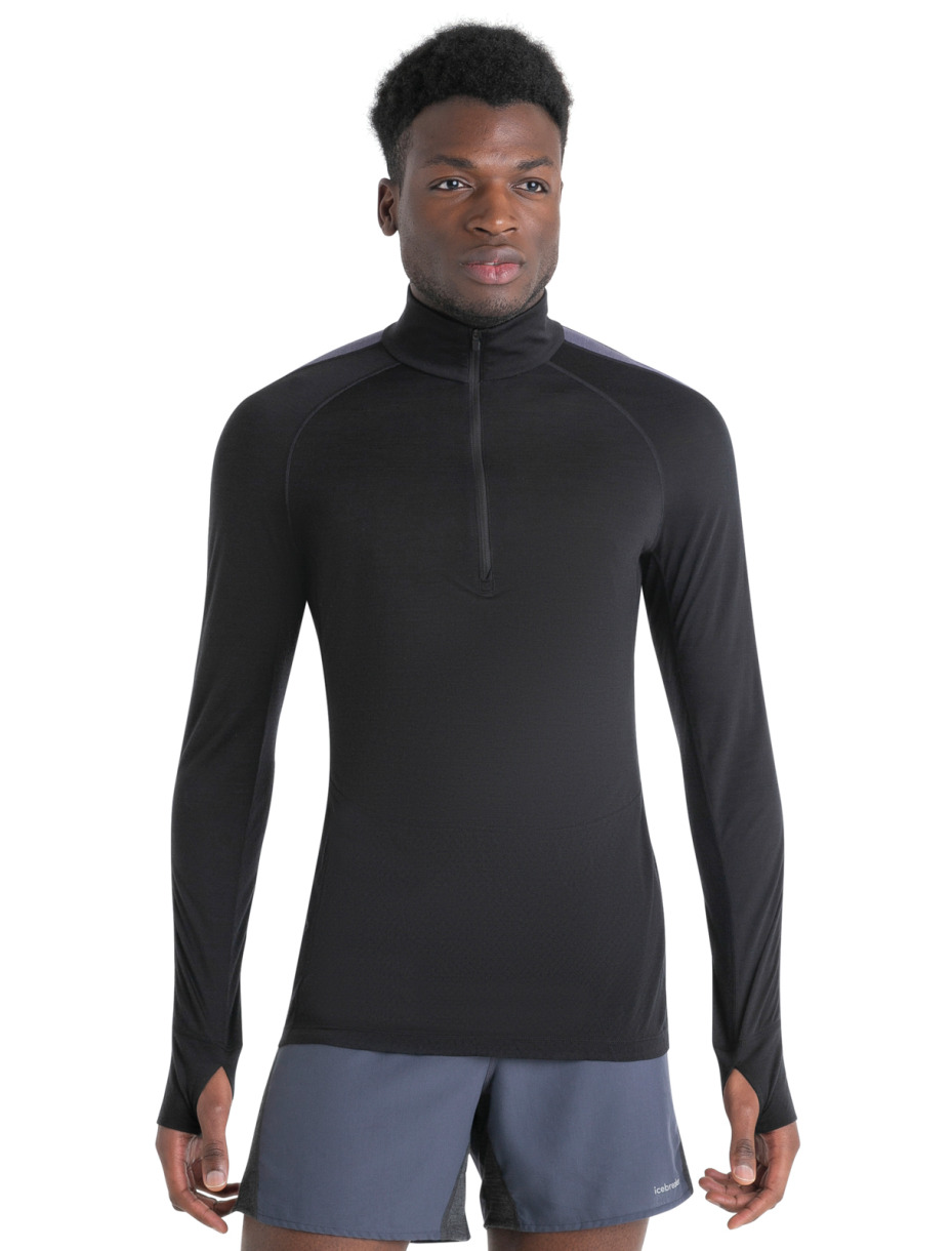 Icebreaker Men’s Merino 125 Zoneknit™ LS Half Zip Black/Graphite/Cb