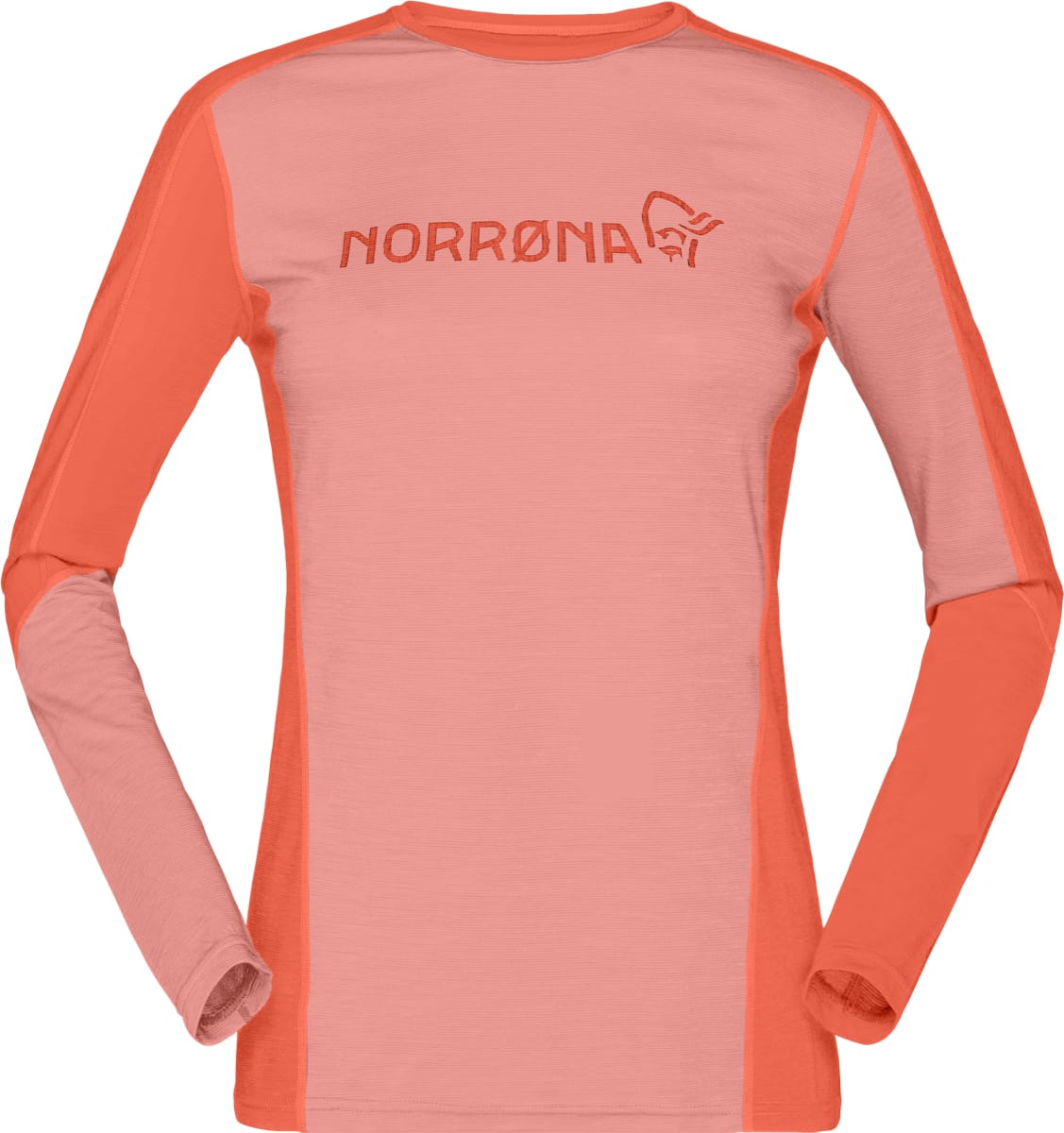 Norrøna Women’s Falketind Equaliser Merino Round Neck Peach Amber/Orange Alert