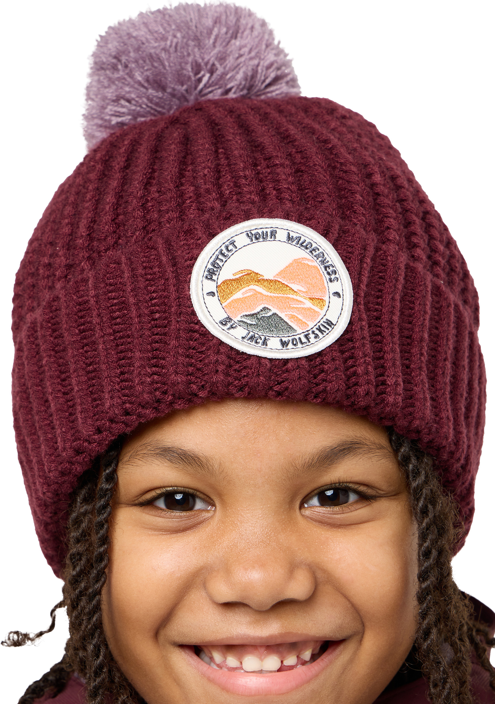 Jack Wolfskin Kids’ Pompom Badge Beanie Boysenberry