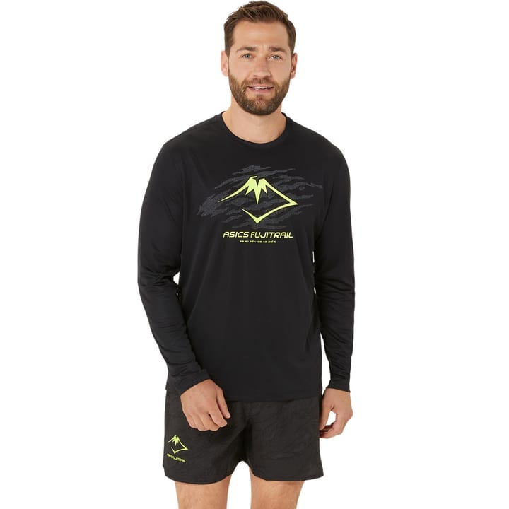 Asics Men's Fujitrail Logo Ls Top P. Black/Graphic Grey/Safety Yellow Asics