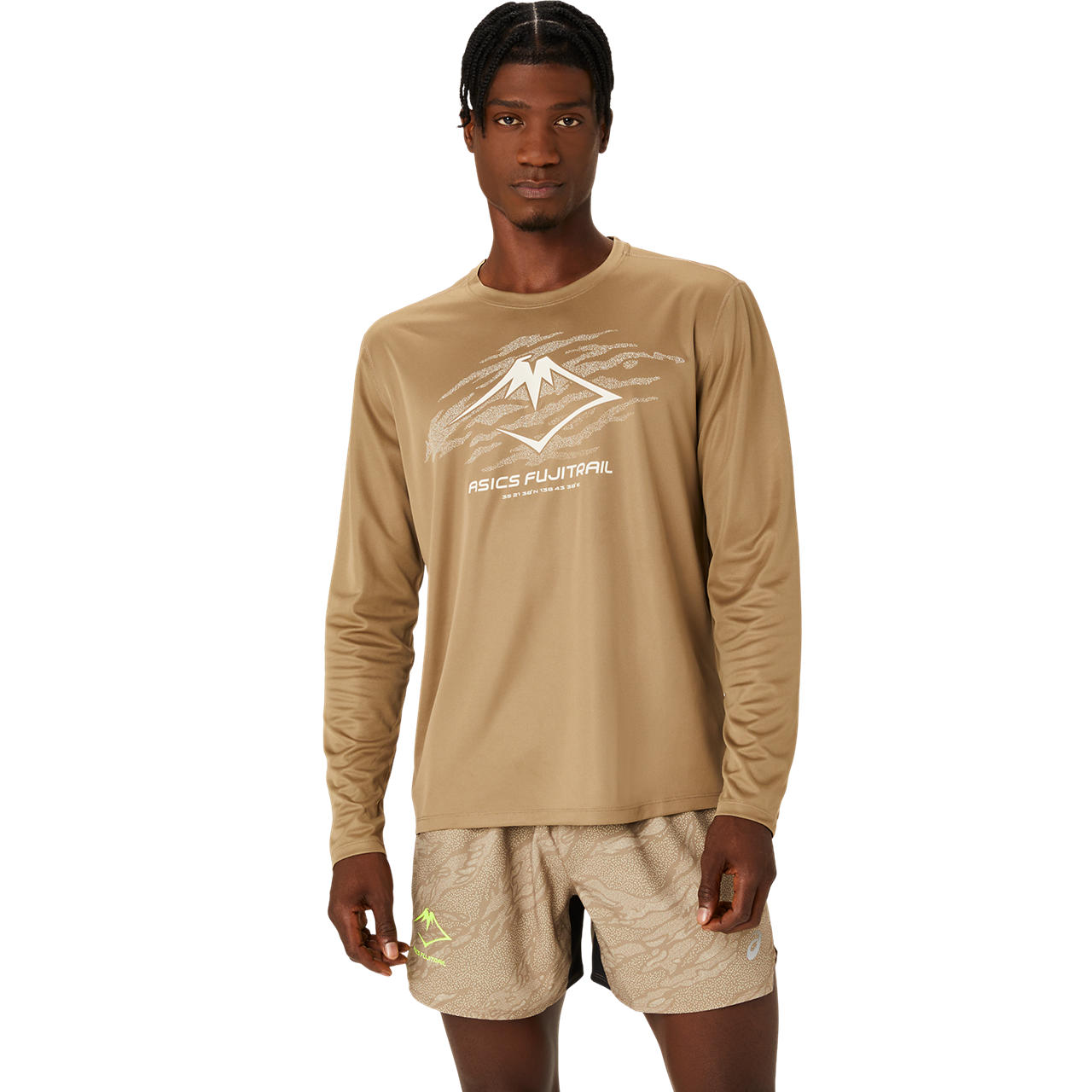 Asics Men’s Fujitrail Logo Ls Top Pepper/Feather Grey/Oatmeal