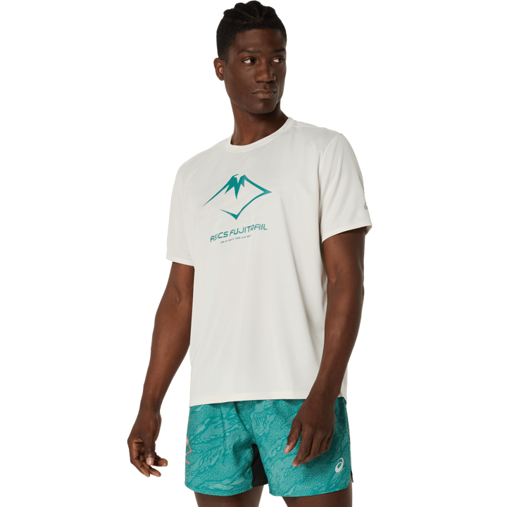 Asics Men's Fujitrail Logo Short Sleeve Top Birch/white Sage/rainy Lake Asics