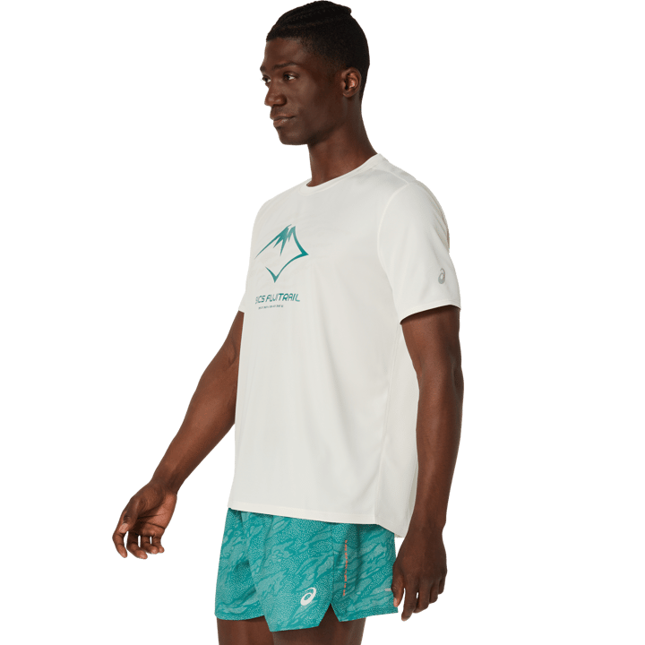 Asics Men's Fujitrail Logo Short Sleeve Top Birch/white Sage/rainy Lake Asics