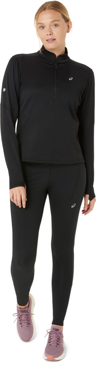 Asics Road Winter 1/2 Zip Mid Layer Performance Black Asics