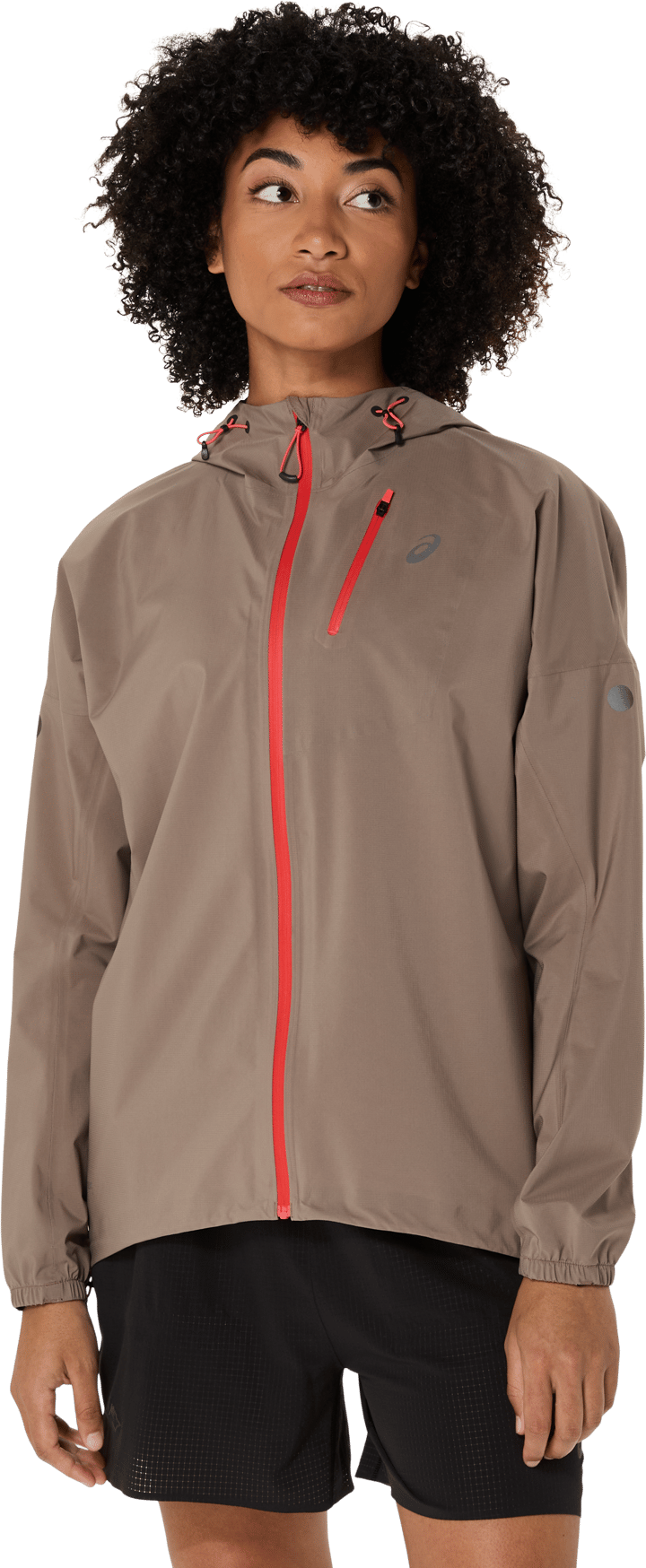 Asics Wms Fujitrail Elite Waterproof Jacket Taupe Grey Asics