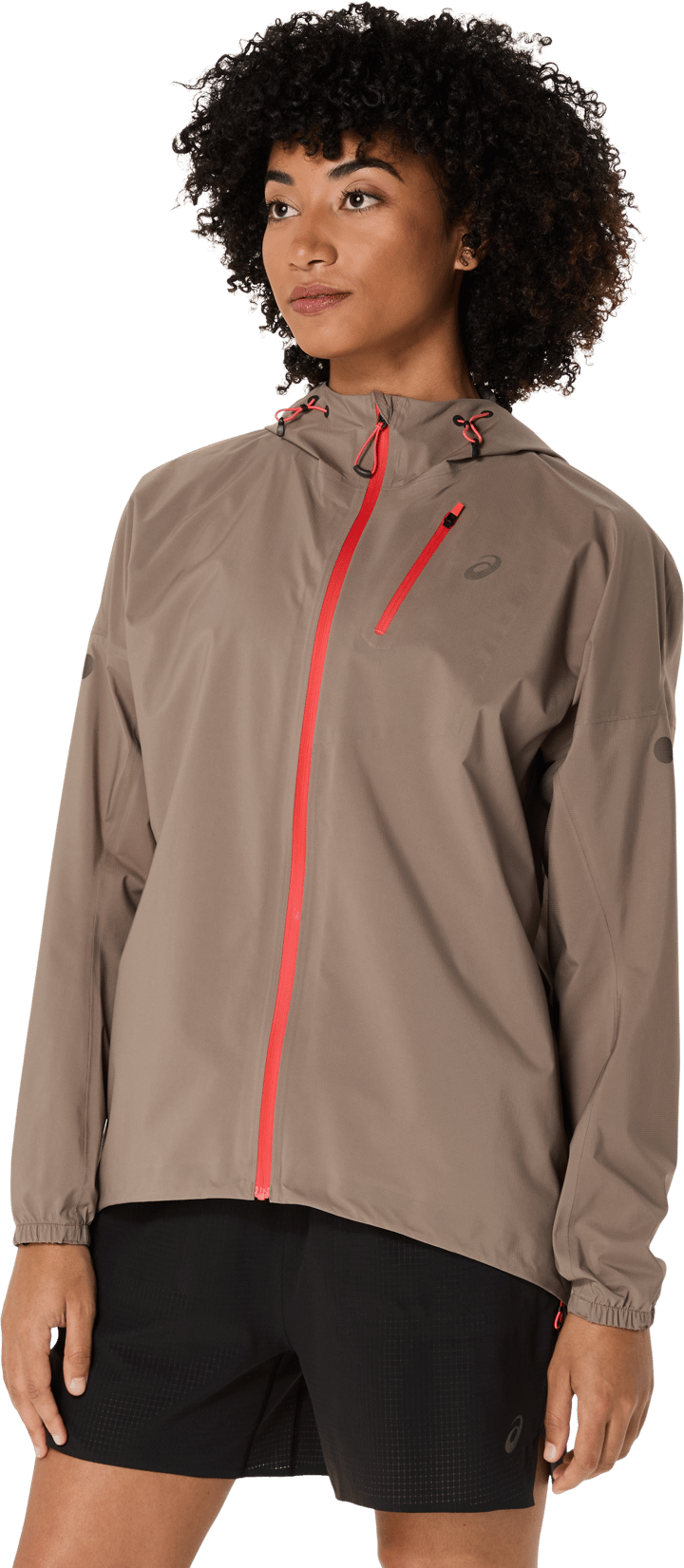 Asics Wms Fujitrail Elite Waterproof Jacket Taupe Grey Asics