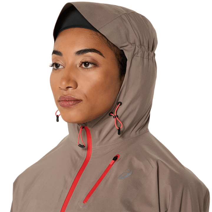 Asics Wms Fujitrail Elite Waterproof Jacket Taupe Grey Asics