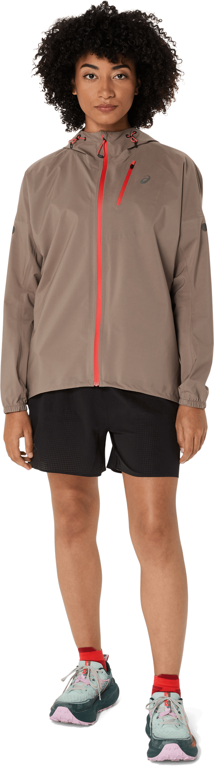 Asics Wms Fujitrail Elite Waterproof Jacket Taupe Grey Asics