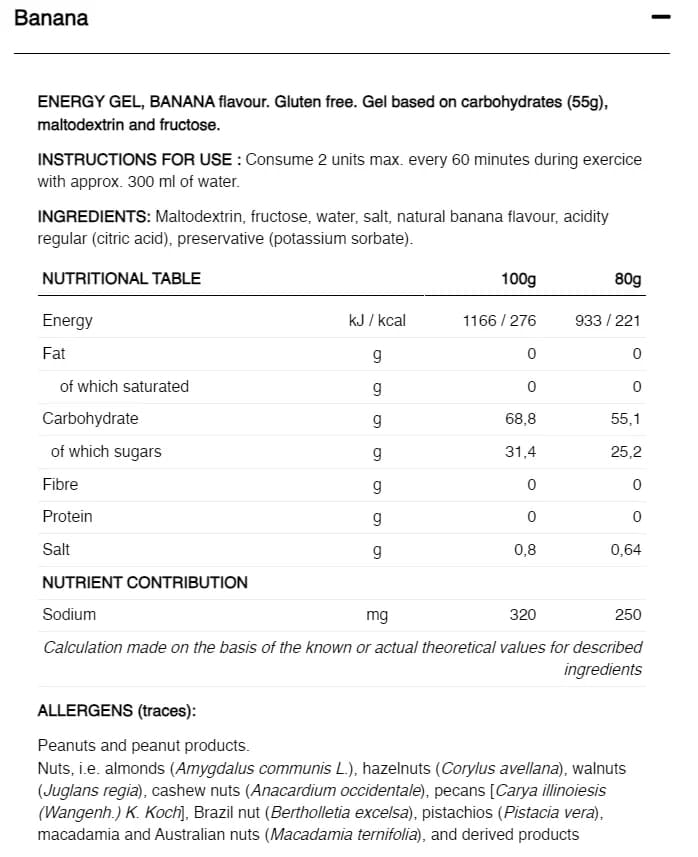 High Fructose Gel Banan