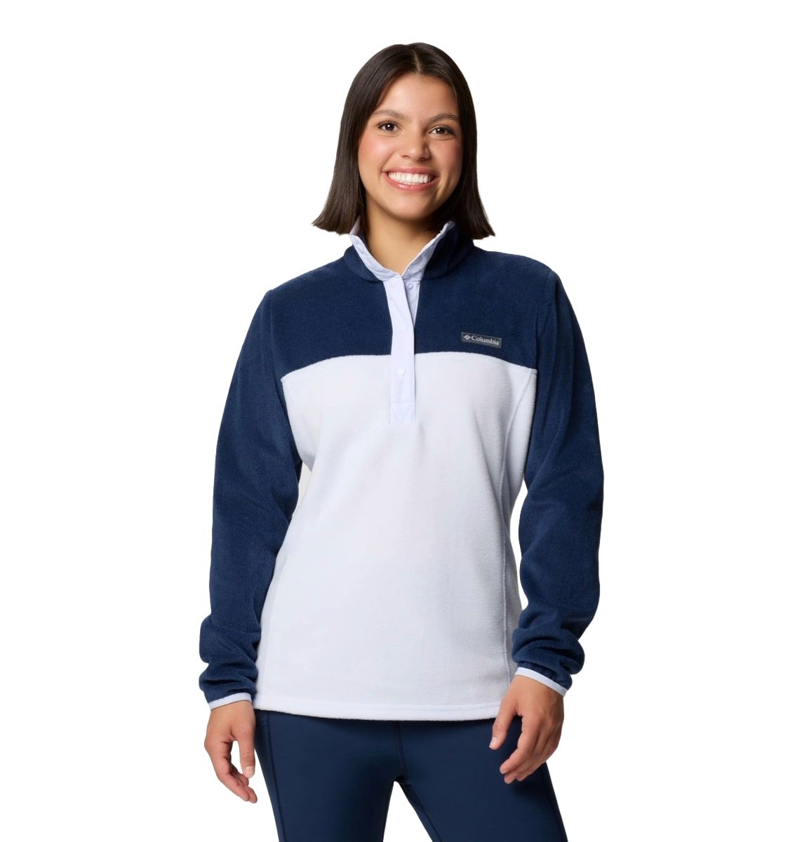 Columbia Benton Springs 1/2 Snap Pull Over Ii Collegiate Navy, Snowdrift