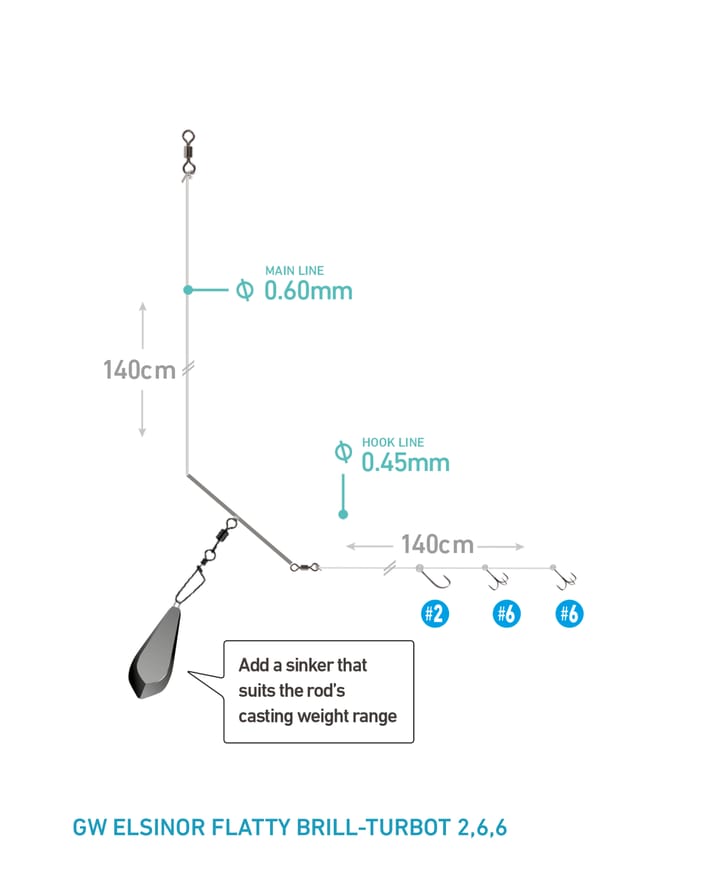 Daiwa Daiwa Grand Elsinor Rig Brill-Turbot #2 Flyndre Tackle #2,#6,#6 Brill-turbot Daiwa