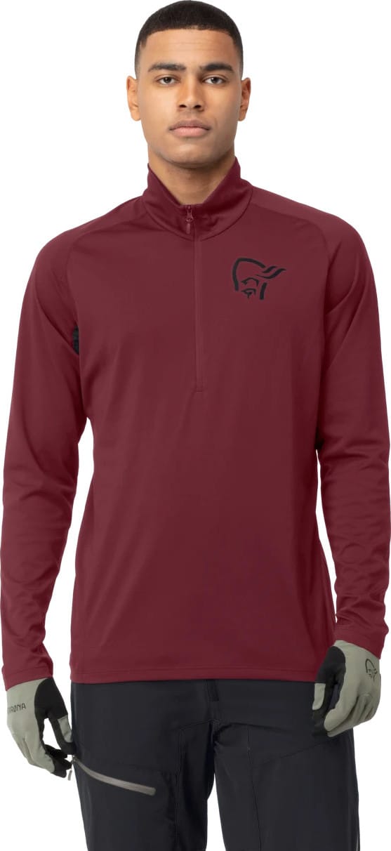 Norrøna Men's Fjørå Equaliser Long Sleeve Zip Top Tawny Port Norrøna