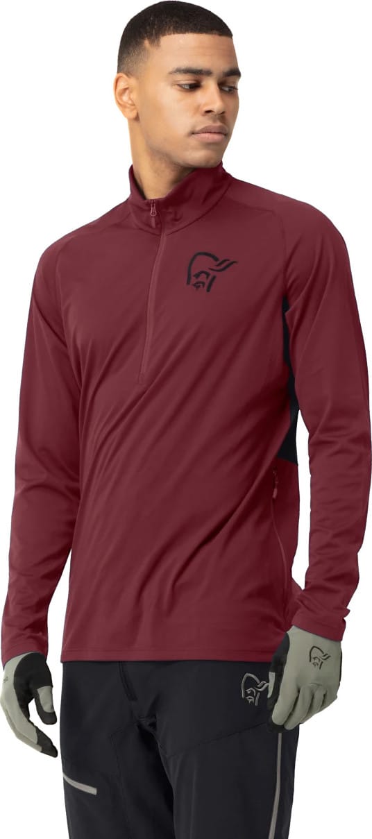 Norrøna Men's Fjørå Equaliser Long Sleeve Zip Top Tawny Port Norrøna