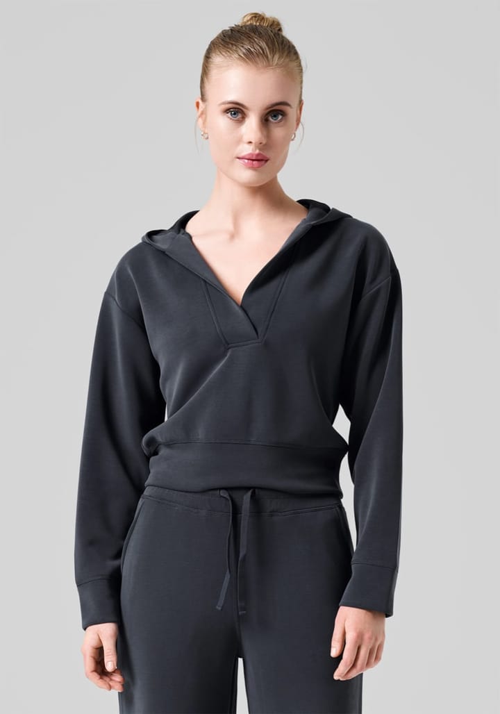 Casall Peachy V-Neck Hoodie Almost Black Casall