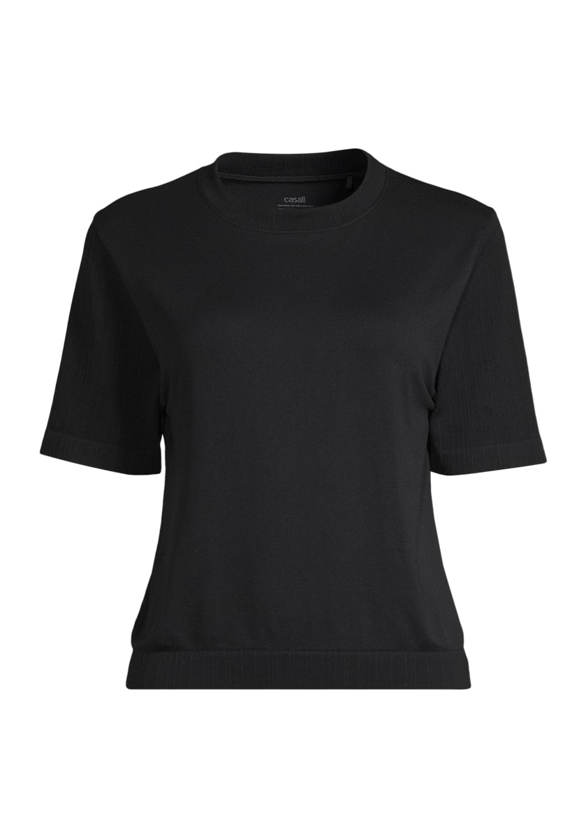 Casall Seamless Rib Sleeve Tee Black