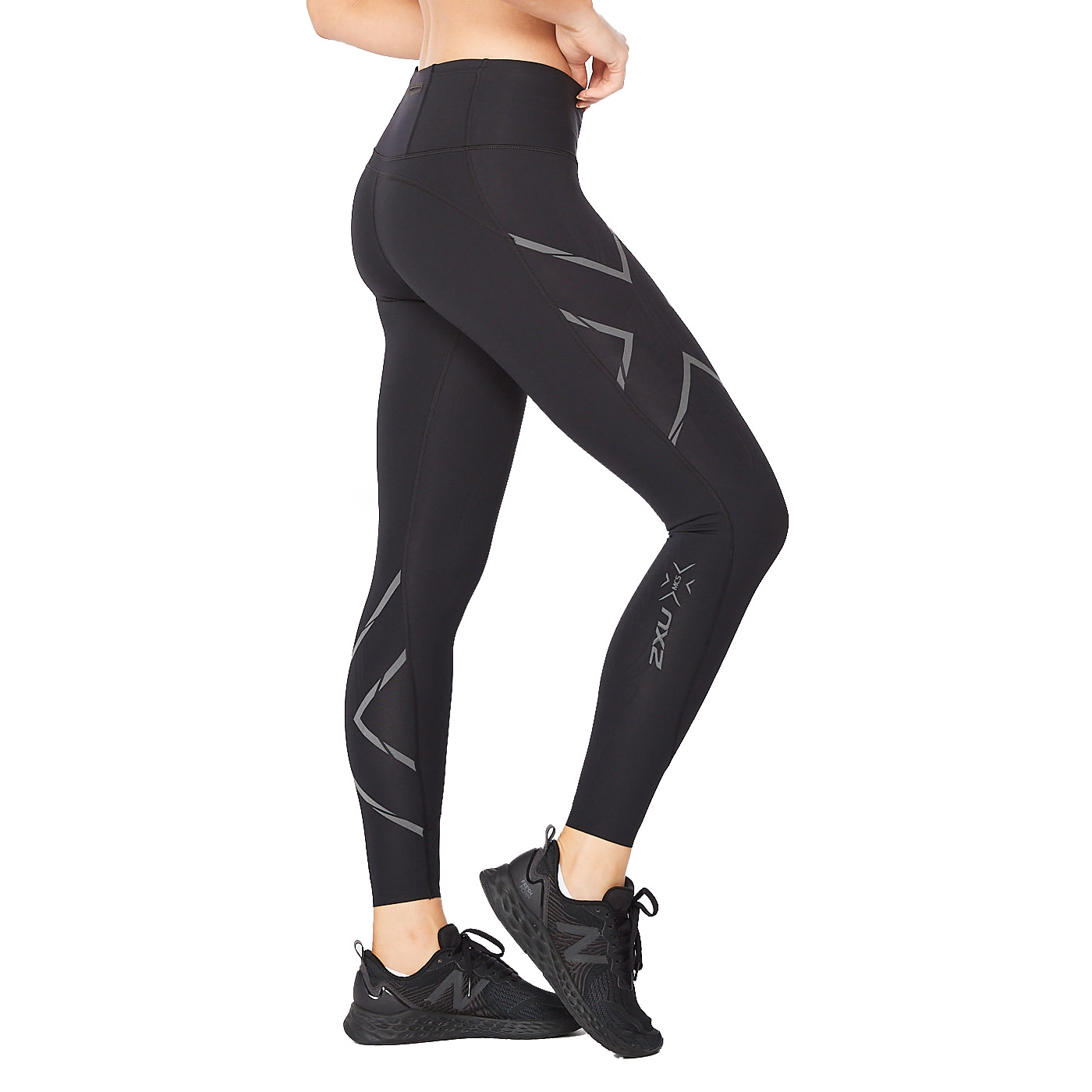 2XU Light Speed Mid-Rise Womens Compression Tights - black/gold reflective  - standard
