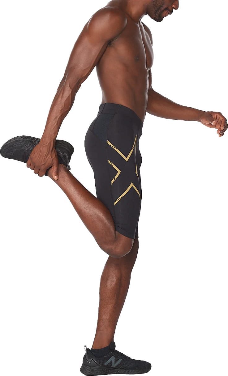 Men's MCS Run Compression Shorts Black/Gold Reflective