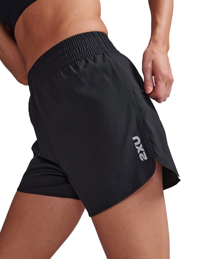 2XU Women's Aero Hi-Rise 4 Inch Shorts Black/Silver Reflective 2XU