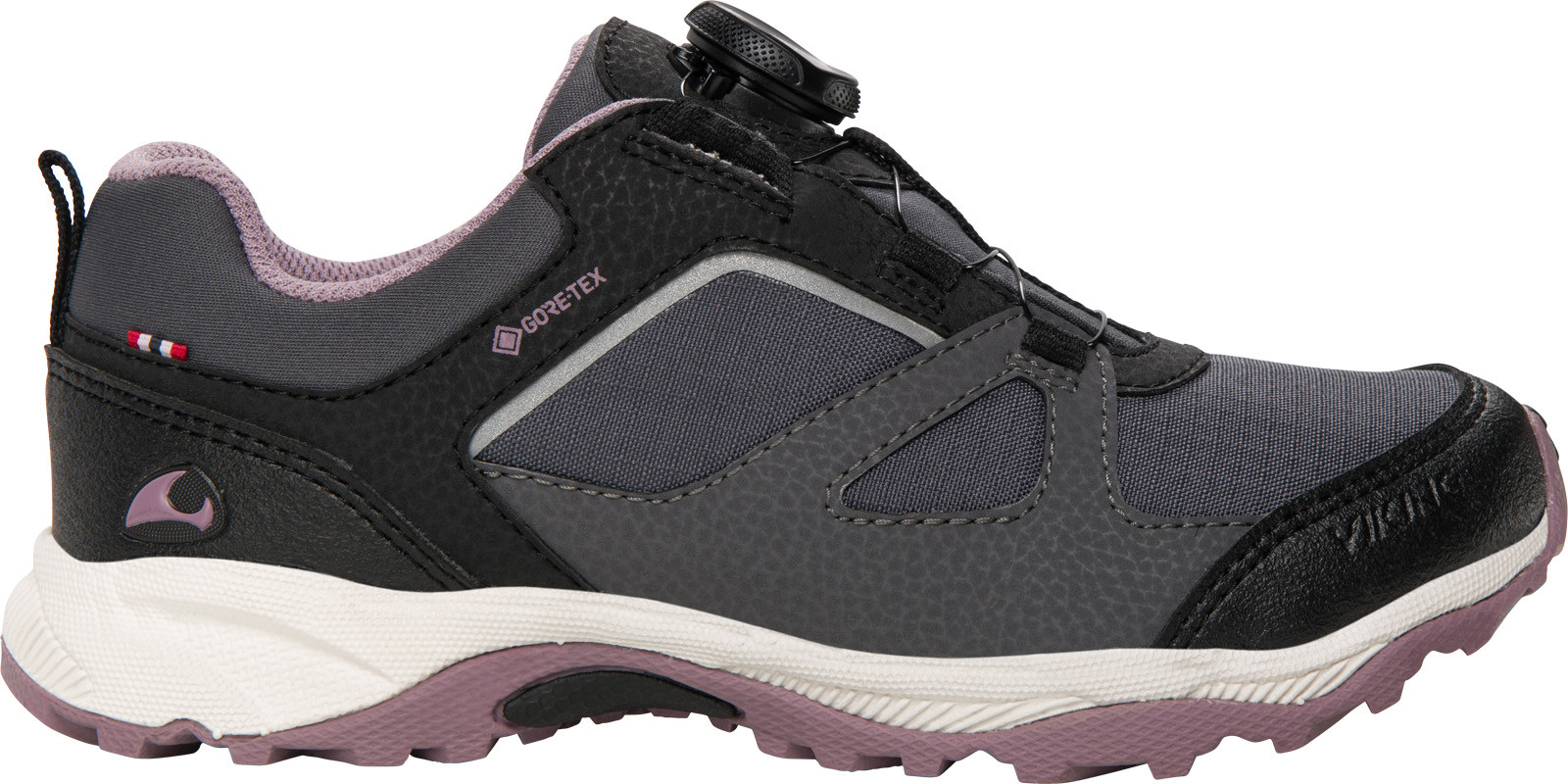 Viking Footwear Kids’ Nator Low Gore-Tex Boa Charcoal/Dusty Pink