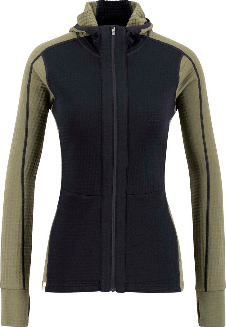 Ulvang Women’s Peak Field Hooded Full Zip Midlayer Bungee Grey/Navy Blue