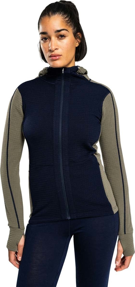 Ulvang Women's Peak Field Hooded Full Zip Midlayer Bungee Grey/Navy Blue Ulvang