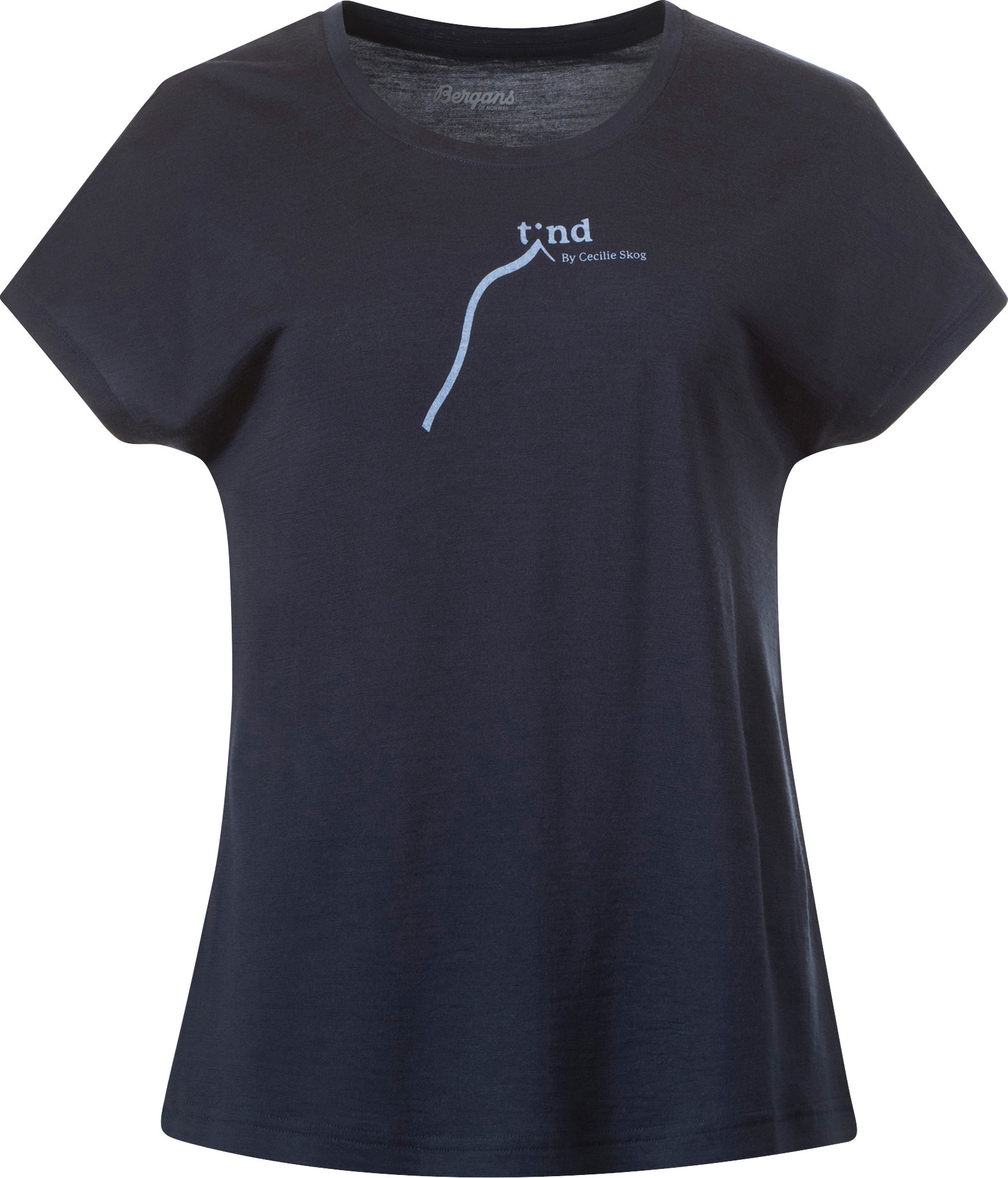 Bergans Women’s Tind Altitude Merino Tee Navy Blue/Blueberry Milk Steep Peak