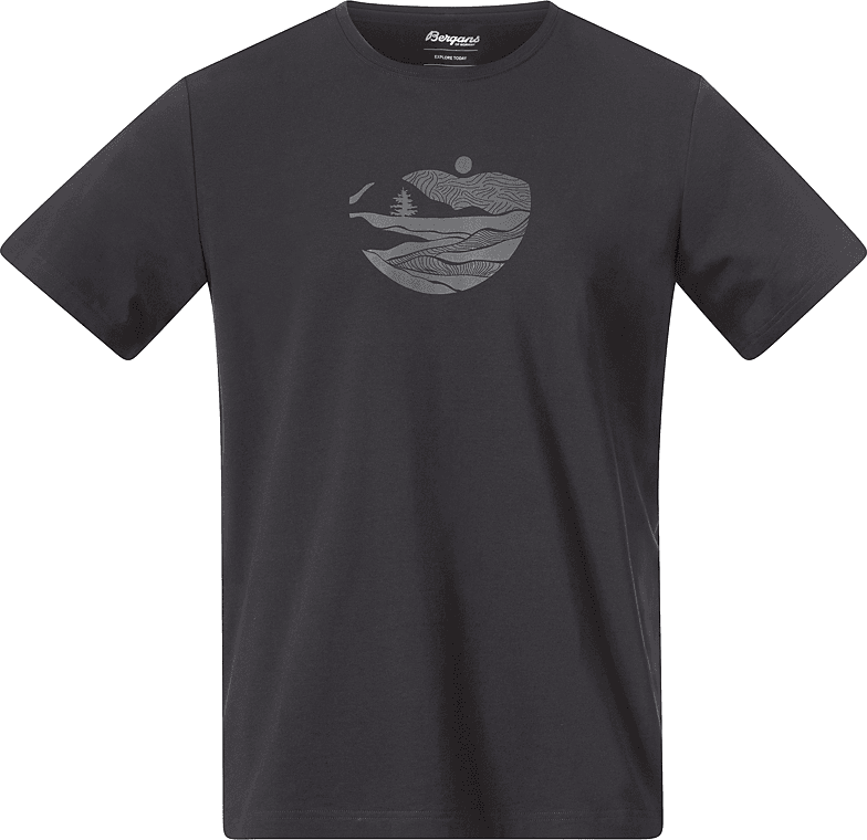 Bergans Men’s Nordmarka Organic Cotton Print Tee Dark Shadow Grey/Dark Shadow Grey Sunset