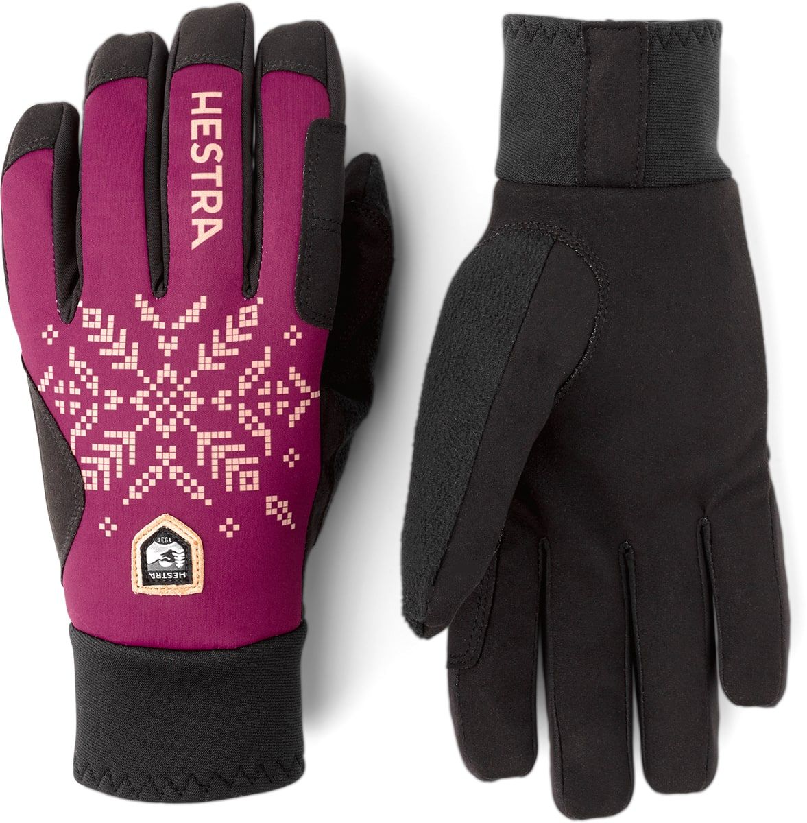 Hestra Women's XC Primaloft - 5 Finger Bordeaux print