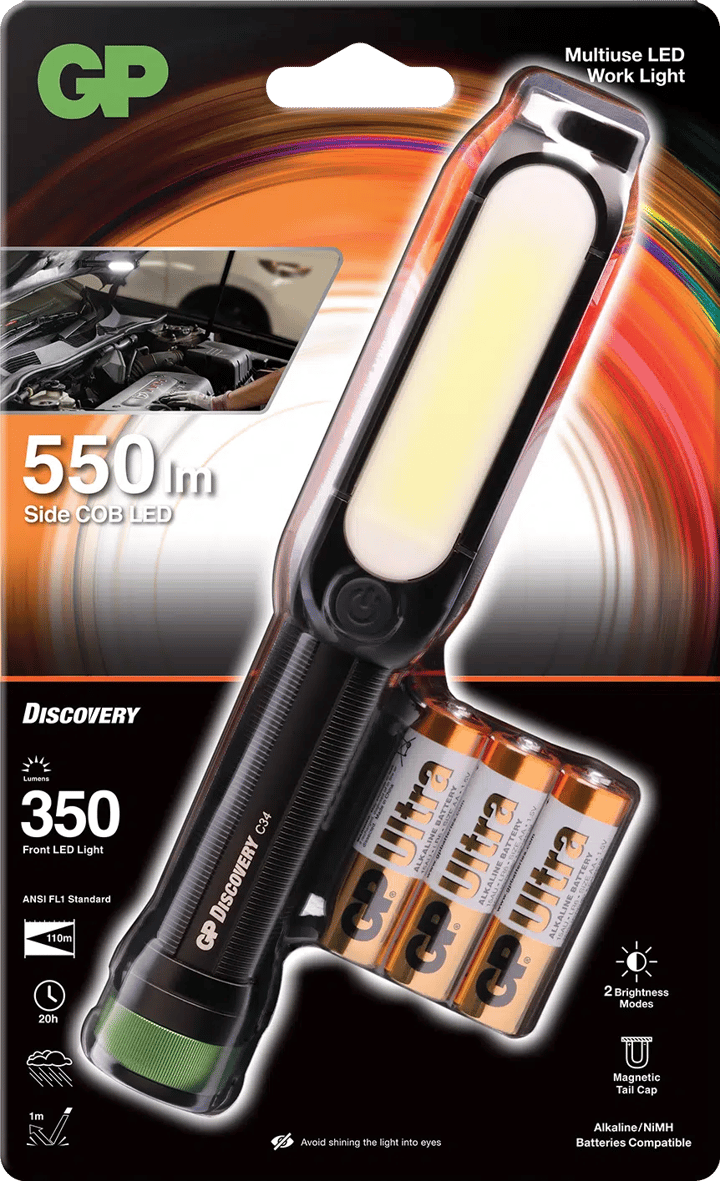 GP Batterier GP Discovery Work Light COB LED C34 Black GP Batterier