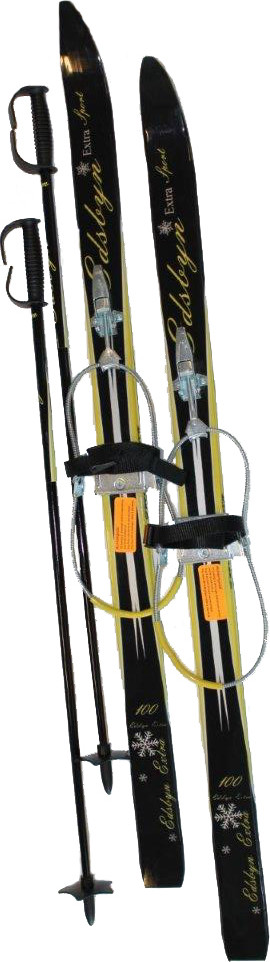 Edsbyn Kids’ Ski Set with Cable Binding+Poles Black/yellow