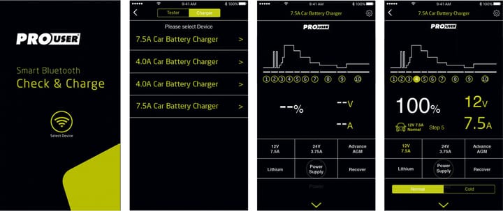 Prouser Prouser Elektronisk Batterilader 12v/24v Batterilader 7,5a M/ Bluetooth Prouser