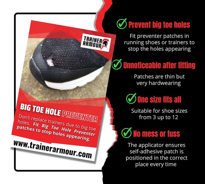 Trainer Armour Big Toe Hole Preventer Black Trainer Armour