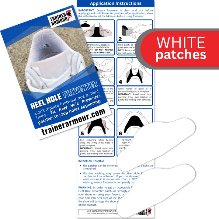 Trainer Armour Heel Hole Preventer White Trainer Armour