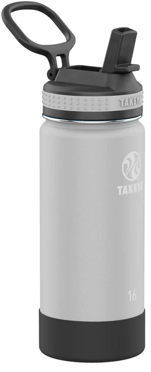 Takeya Kids' Actives Straw Insulated Bottle 475 ml Platinum/Onyx Takeya