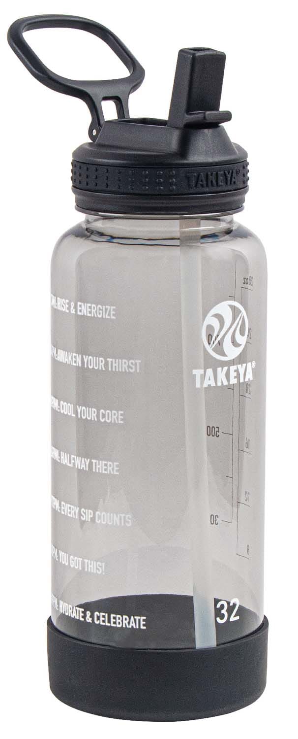 Takeya Tritan Motivational Straw Bottle 950 ml Stormy Black Takeya