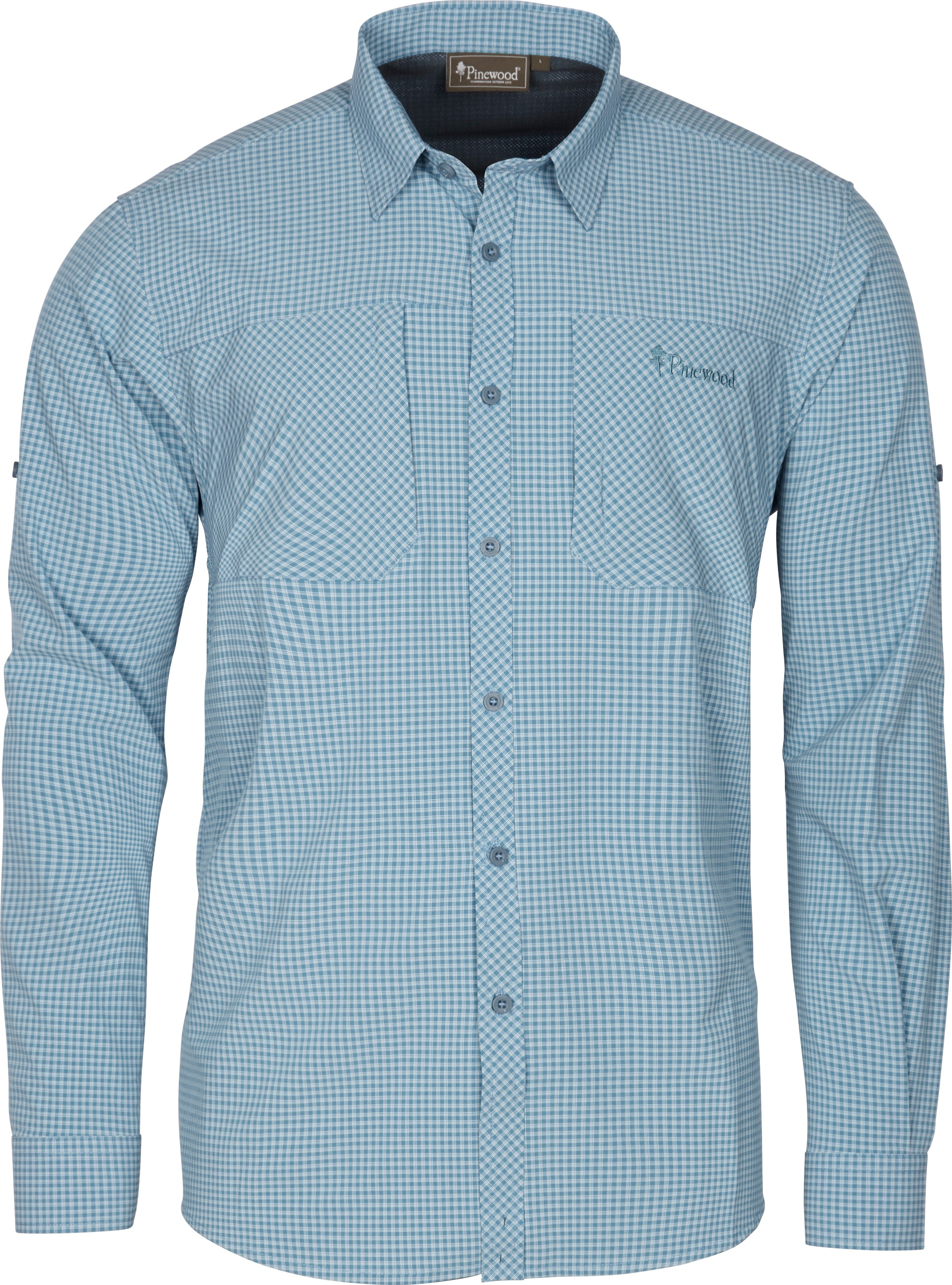 Pinewood Men’s Insectsafe Long Sleeve Shirt Fog Blue/Off White