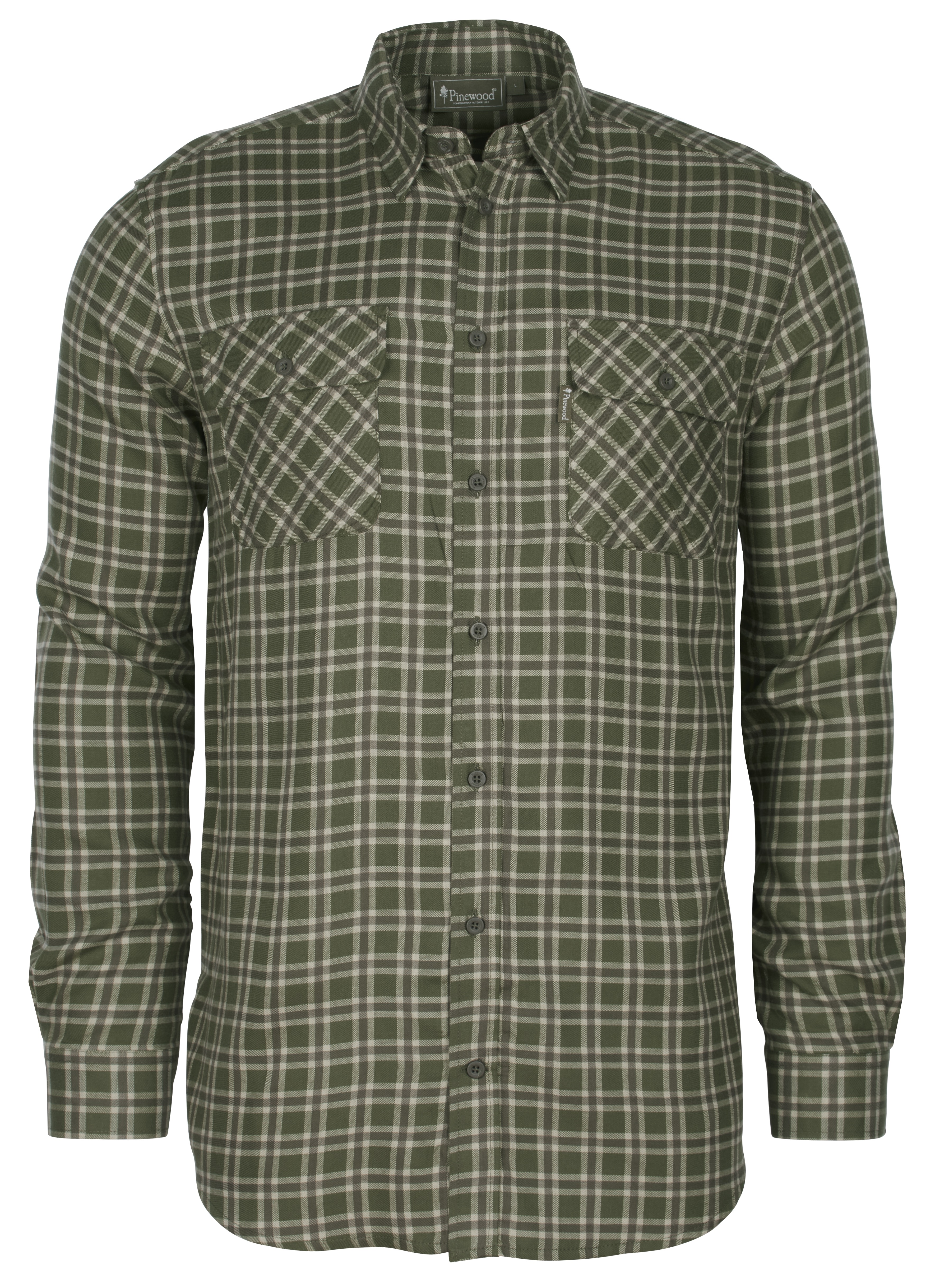 Pinewood Men’s Lappland Wool Shirt Mossgreen/Light Khaki