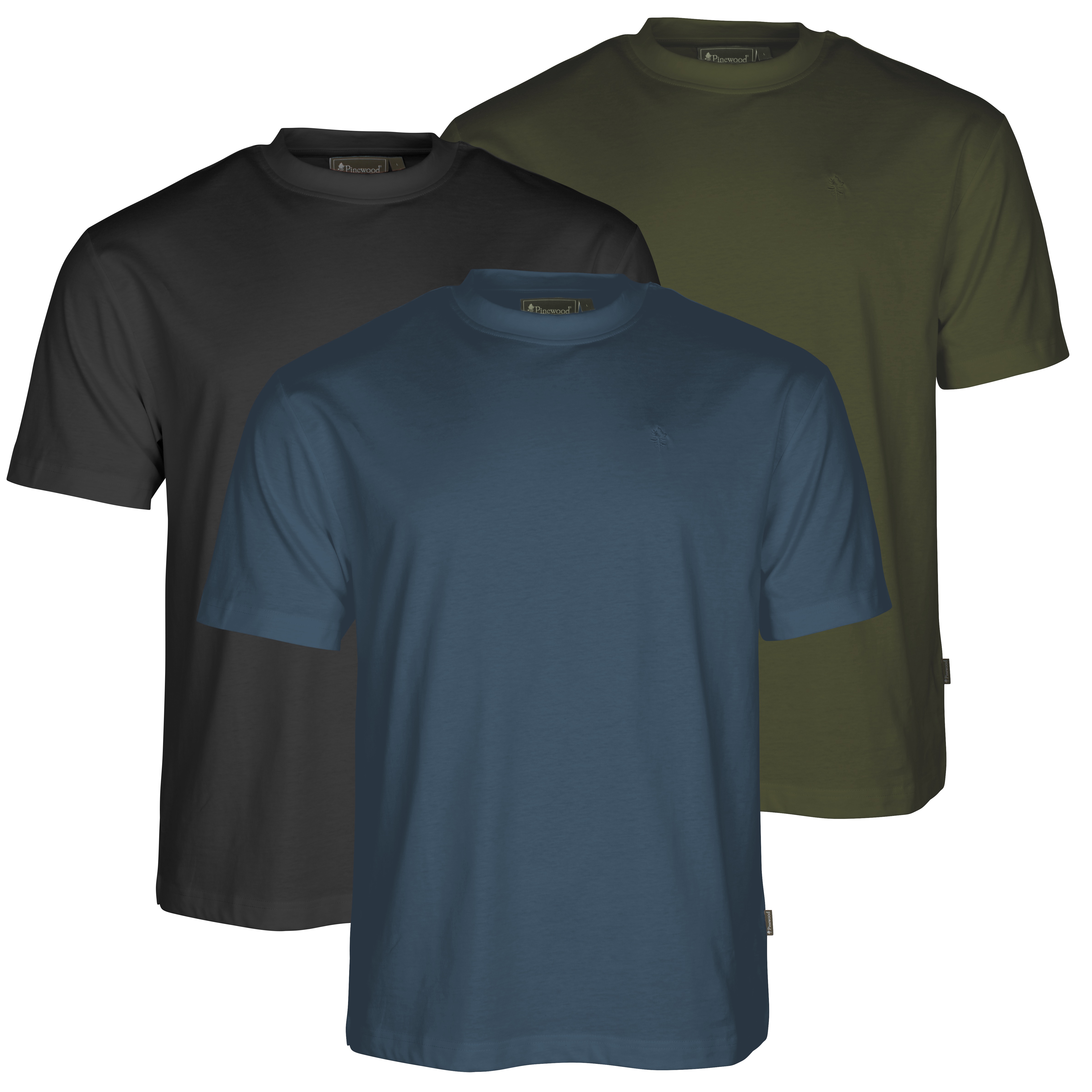 Pinewood Men’s 3-Pack T-Shirt A.Blue/Mossgreen/Black